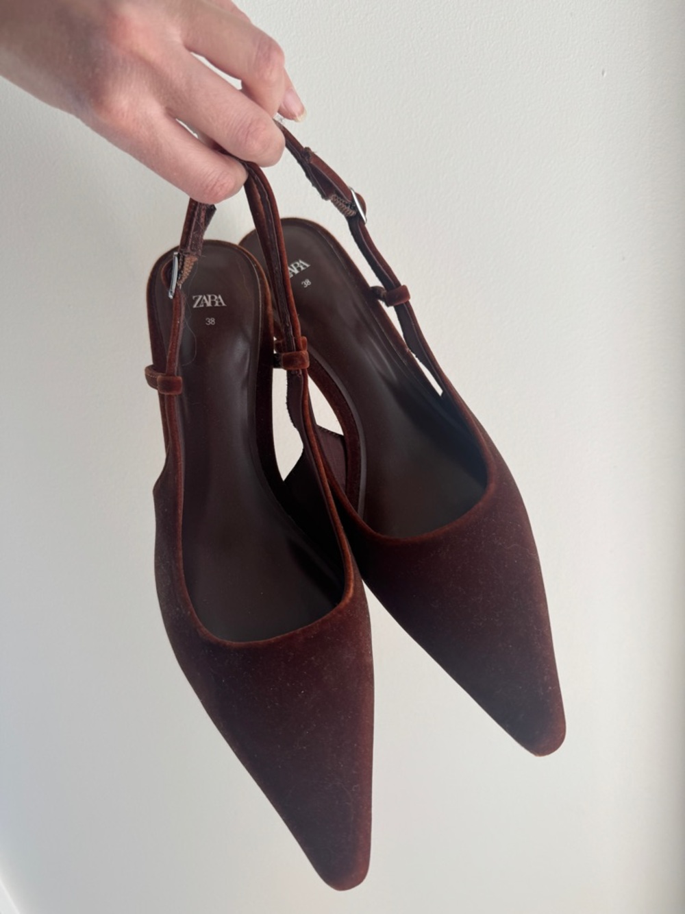 Zara Dark Brown Pointed Slingback Mules - Picture 7 of 7